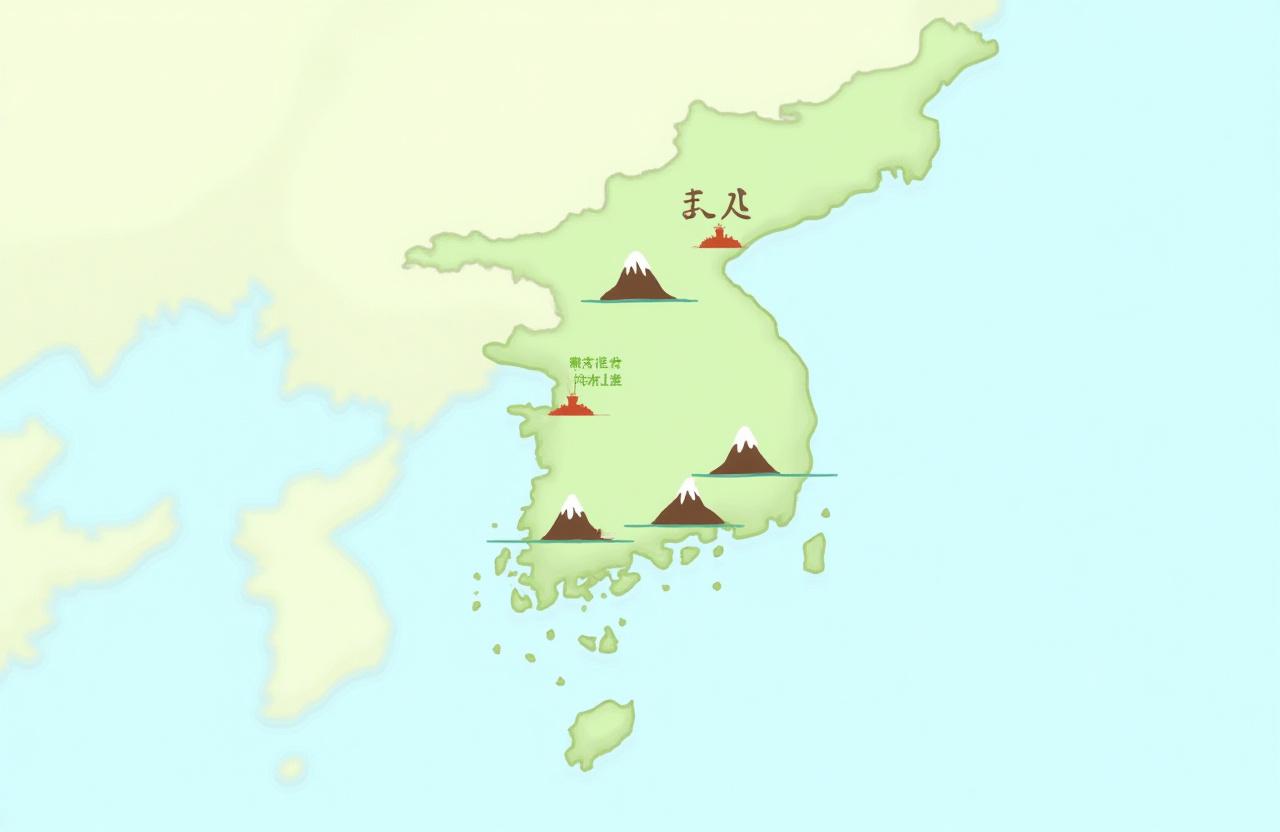 대한민국 주요 여행 지역을 강조한 한국 지도 일러스트